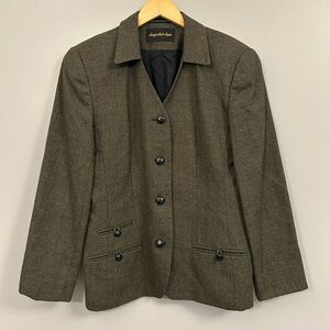 Giorgio di Sant Angelo Sophisticated Dark Olive Blazer with Buttons 100% Wool